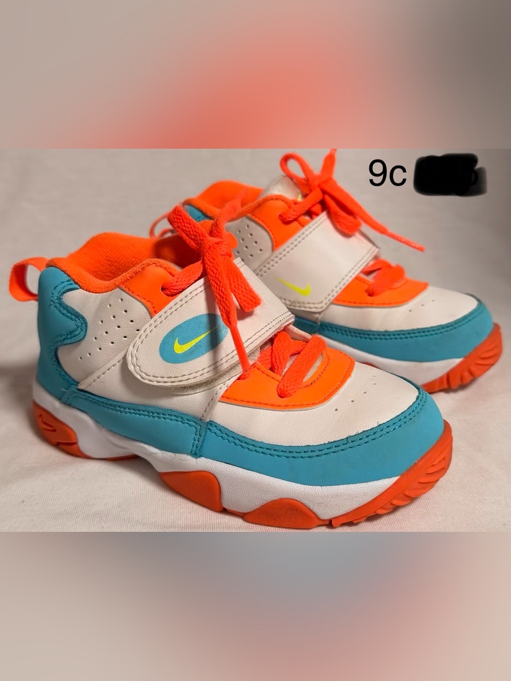 Nike Kids White, Orange & Teal High-Top Sneakers